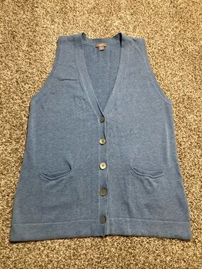 J. Jill Blue Button Up Vest